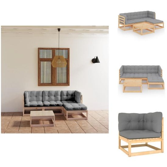 vidaXL Ensemble de salon de jardin 5 pièces avec coussins pin massif - Ensembles de meubles de jardin