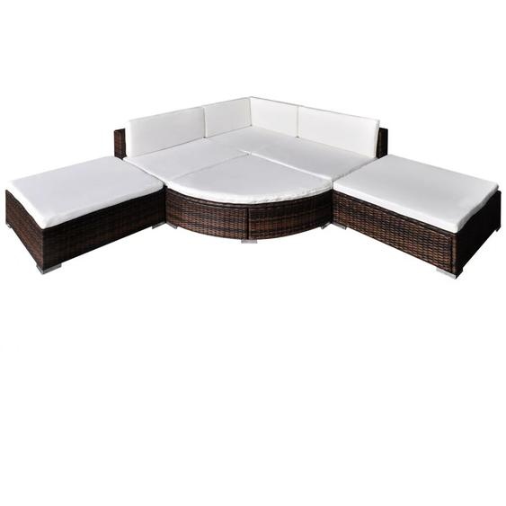 vidaXL Ensemble de salon de jardin 6 pièces avec coussins Poly rotin brun