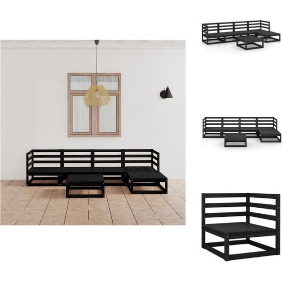 vidaXL Ensemble de salon de jardin 6 pièces noir pin massif - Ensemble de meubles de jardin