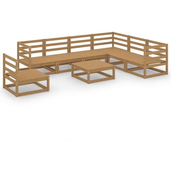 vidaXL Ensemble de salon de jardin 8 pièces pin massif brun miel