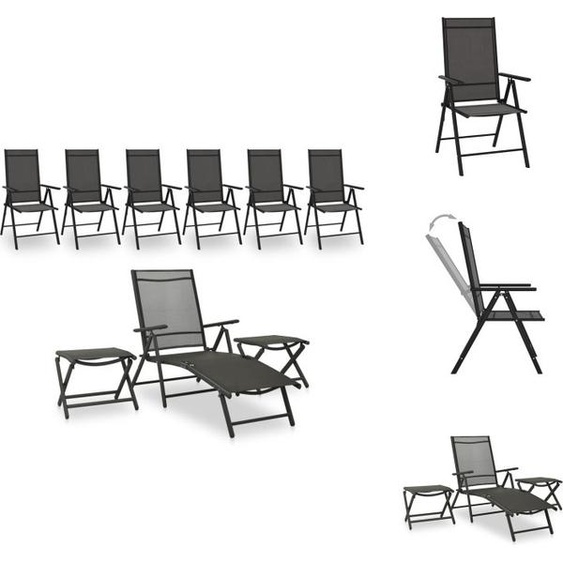 vidaXL Ensemble de salon de jardin 9 pièces noir et anthracite - Ensemble de meubles de jardin