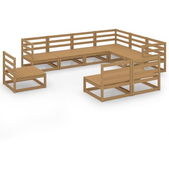 vidaXL Ensemble de salon de jardin 9 pièces pin massif brun miel