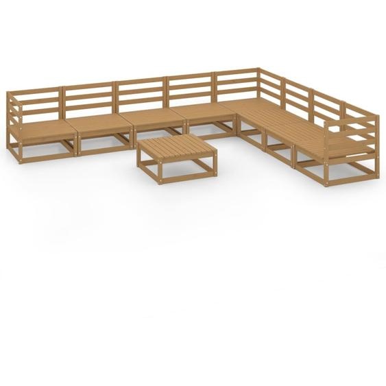 vidaXL Ensemble de salon de jardin 9 pièces pin massif brun miel