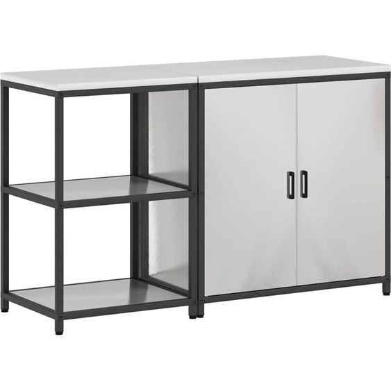 vidaXL Ensemble de stockage de cuisine 2 pcs argent 150 x 50 x 92 cm acier inoxydable