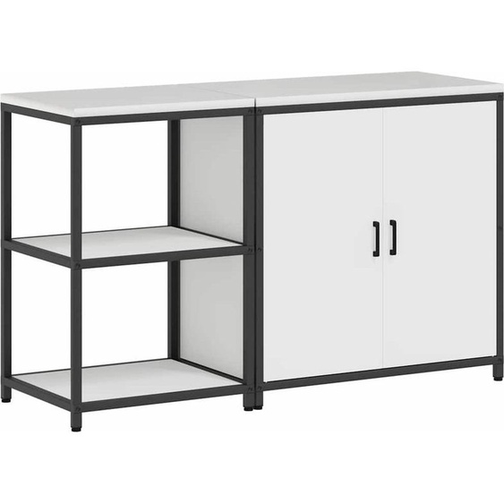 vidaXL Ensemble de rangement pour la cuisine, 2 pièces, blanc, acier laminé à froid