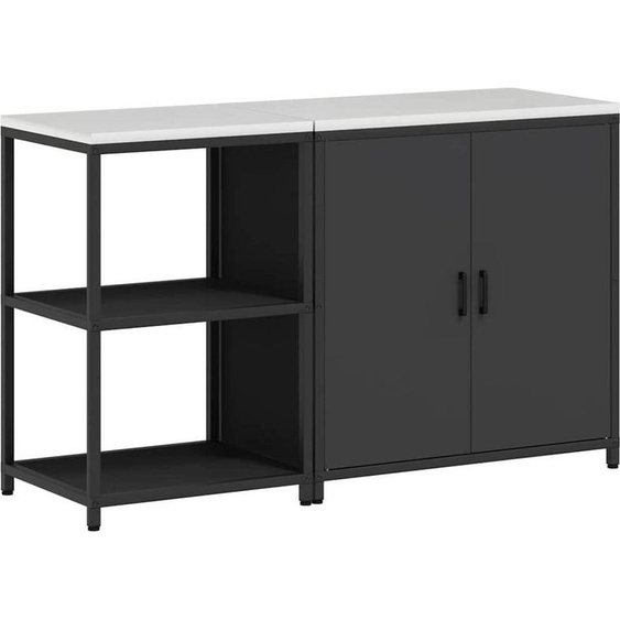 Ensemble de rangement pour cuisine vidaXL avec étagère à porte, 2 pièces, noir