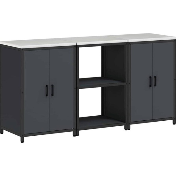 vidaXL Ensemble de stockage de cuisine avec étagère 3 pcs Anthracite 180 x 50 x 92 cm