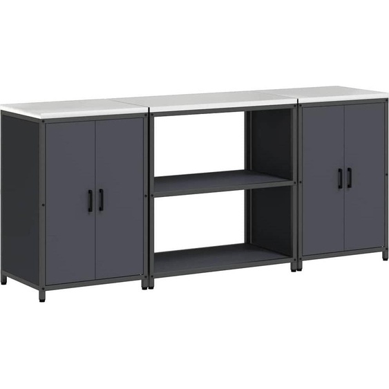 vidaXL Ensemble de stockage de cuisine avec étagère 3 pcs Anthracite 210 x 50 x 92 cm