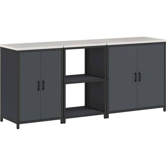 vidaXL Ensemble de stockage de cuisine avec étagère 3 pcs Anthracite 210 x 50 x 92 cm
