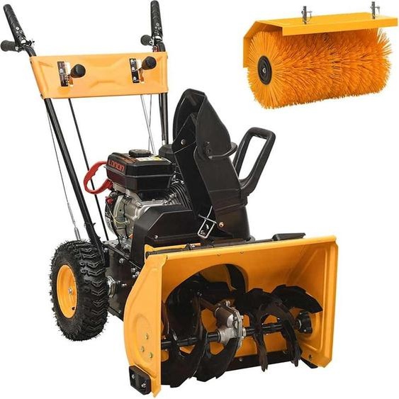 vidaXL Ensemble fraise à neige et balayeuse 4 en 1 à essence 6,5 CV