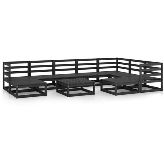 vidaXL Ensemble salon de jardin 10 pièces noir pin massif