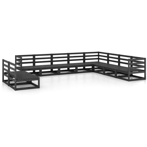 vidaXL Ensemble salon de jardin 10 pièces noir pin massif