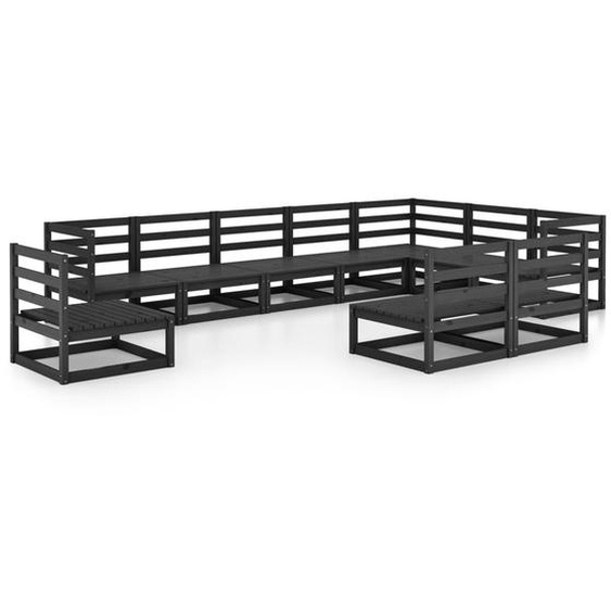 vidaXL Ensemble salon de jardin 10 pièces noir pin massif