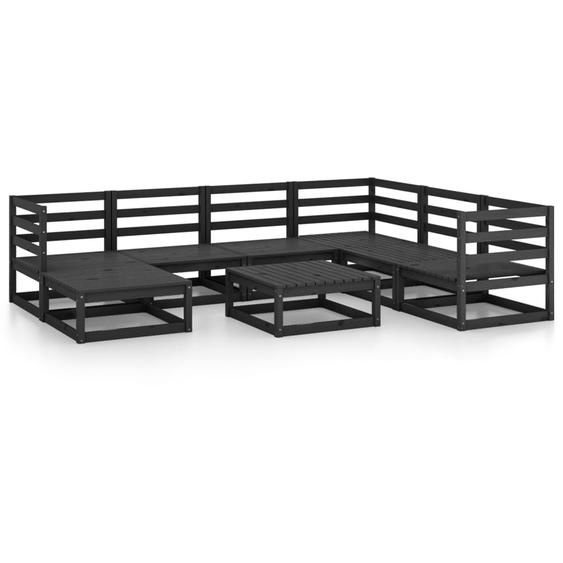 vidaXL Ensemble salon de jardin 8 pièces noir pin massif