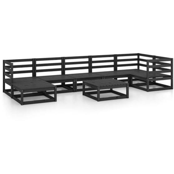 vidaXL Ensemble salon de jardin 8 pièces noir pin massif