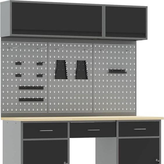 vidaXL Établi avec tiroirs 10 pièces Rouge Ingénieurs Bois et acier