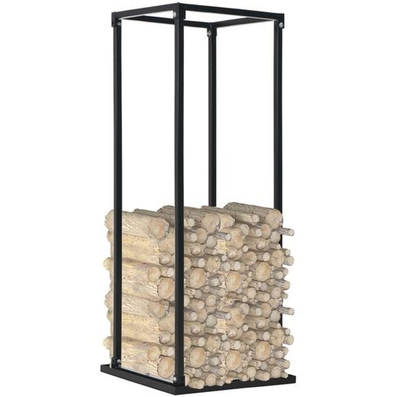 vidaXL Étagère à bois de chauffage avec fond Noir 37 x 37 x 113 cm Acier