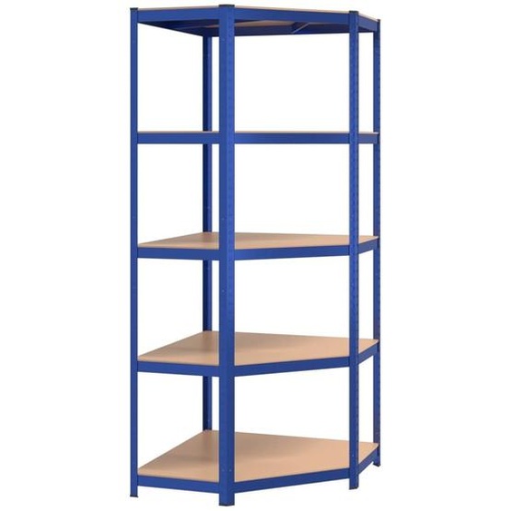 vidaXL Étagère dangle avec 5 étagères Bleu Acier & bois composite
