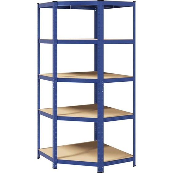 vidaXL Étagère dangle avec 5 étagères Bleu Acier & bois composite