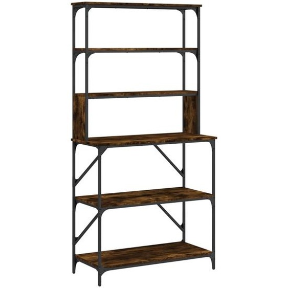 vidaXL Étagère de boulangerie 6 compartiments Chêne fumé 90x40x180 cm Bois composite