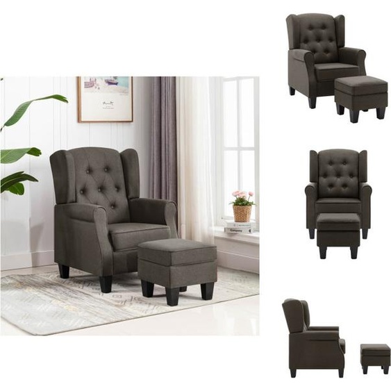 vidaXL Fauteuil avec repose-pieds Taupe Tissu - Fauteuil