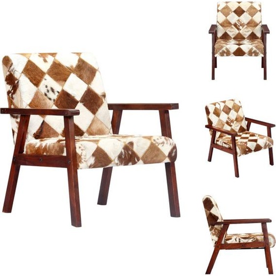 vidaXL Fauteuil blanc et marron Véritable cuir de chèvre - Fauteuil