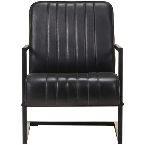 vidaXL Fauteuil cantilever noir cuir véritable