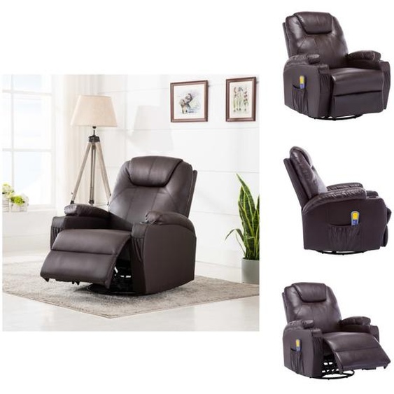 vidaXL Fauteuil de massage à bascule Marron similicuir - fauteuil de massage