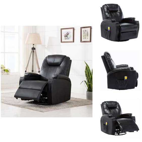 vidaXL Fauteuil de massage à bascule Noir similicuir - Fauteuil de massage