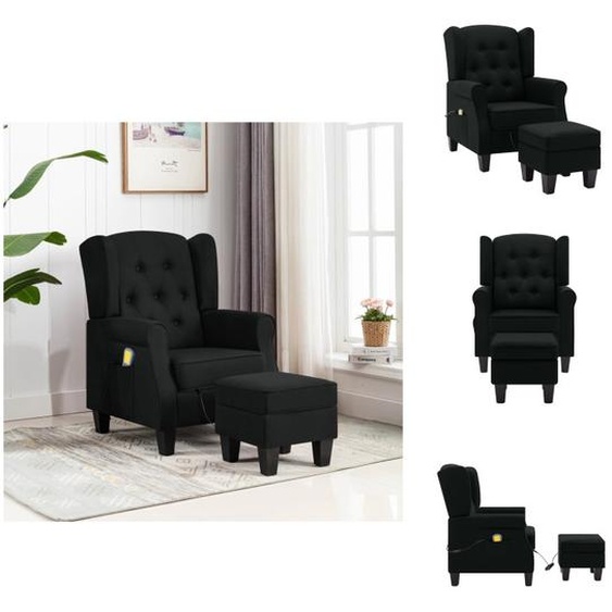 vidaXL Fauteuil de massage avec pouf Noir Tissu - Fauteuil de massage