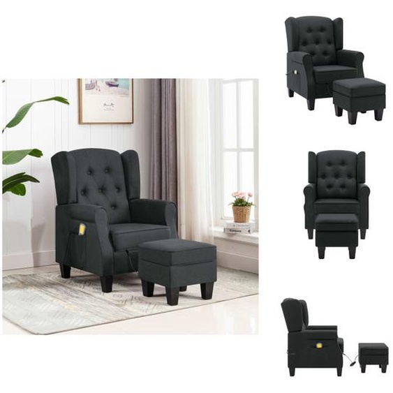 vidaXL Fauteuil de massage avec pouf Tissu gris foncé - Fauteuil de massage