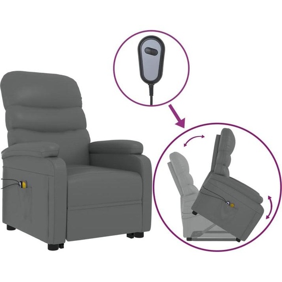 vidaXL Fauteuil de massage avec releveur Anthracite similicuir