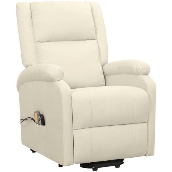 vidaXL Fauteuil de massage avec releveur Crème Tissu