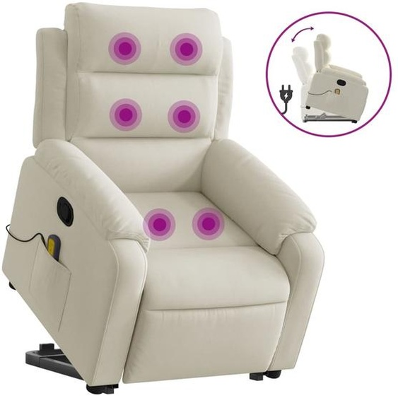 vidaXL Fauteuil de massage avec releveur Crème Velours