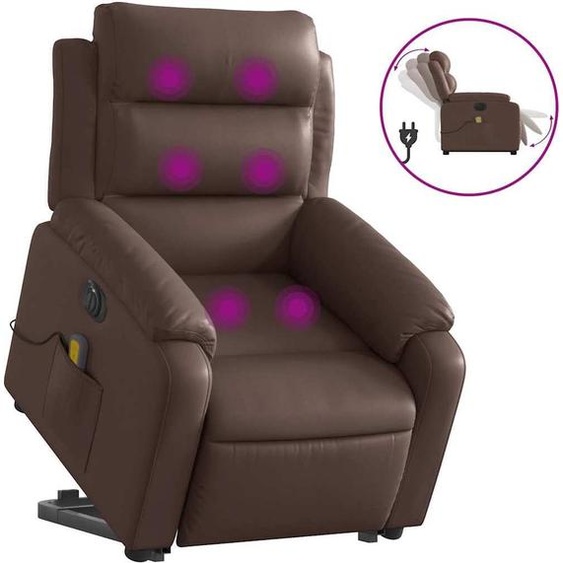 vidaXL Fauteuil de massage avec releveur électrique brun similicuir