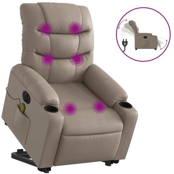 vidaXL Fauteuil de massage avec releveur électrique Cappuccino similicuir