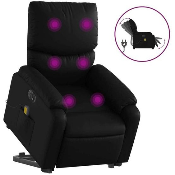 vidaXL Fauteuil de massage avec releveur électrique noir similicuir
