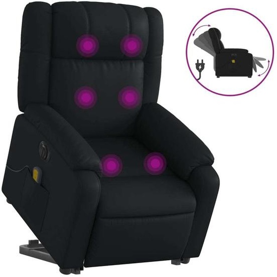 vidaXL Fauteuil de massage avec releveur électrique noir similicuir
