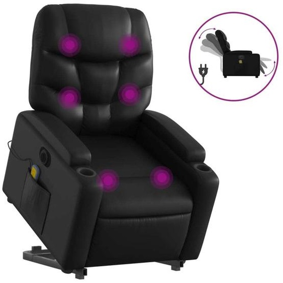 vidaXL Fauteuil de massage avec releveur électrique noir similicuir