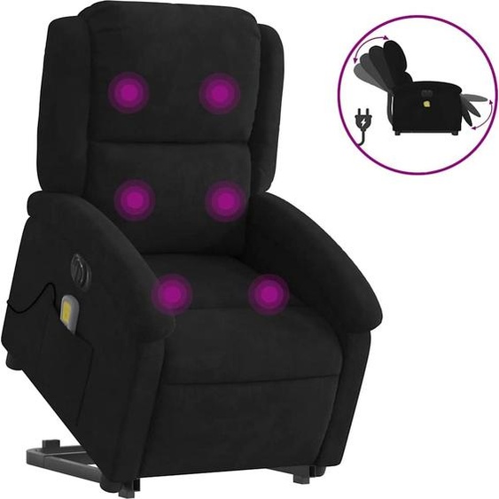 vidaXL Fauteuil de massage avec releveur Électrique Noir Velours