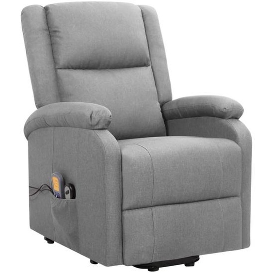 vidaXL Fauteuil de massage avec releveur Gris clair Tissu