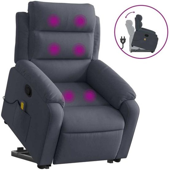 vidaXL Fauteuil de massage avec releveur gris foncé velours