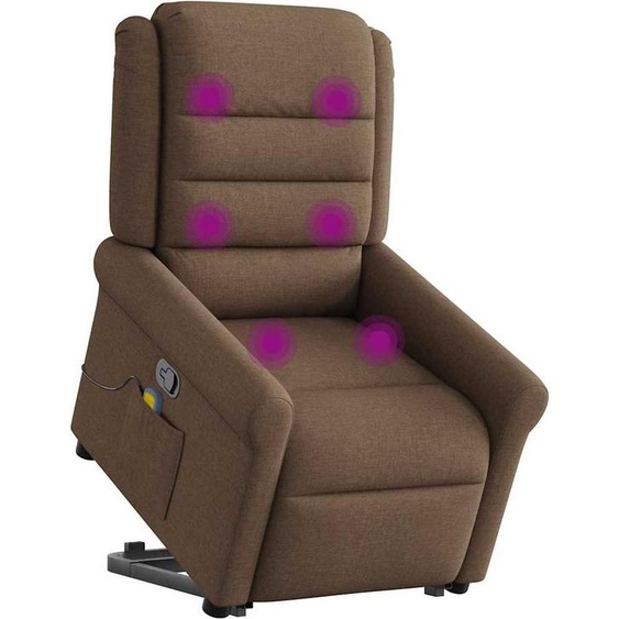 vidaXL Fauteuil de massage avec releveur Marron Tissu