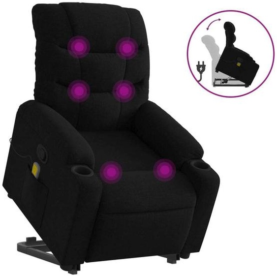 vidaXL Fauteuil de massage avec releveur Noir Tissu