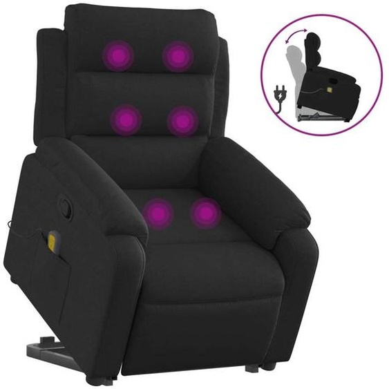 vidaXL Fauteuil de massage avec releveur Noir Tissu