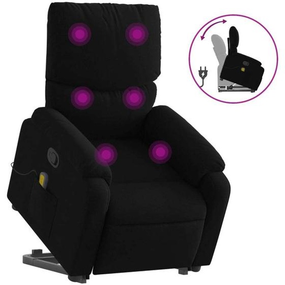 vidaXL Fauteuil de massage avec releveur Noir Tissu