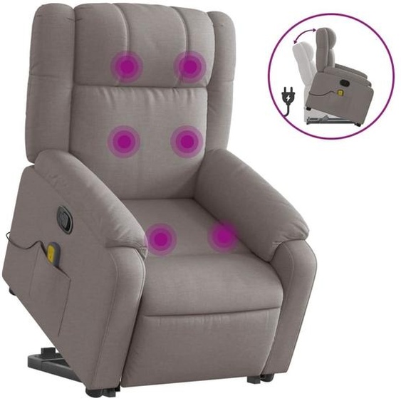 vidaXL Fauteuil de massage avec releveur Taupe Tissu