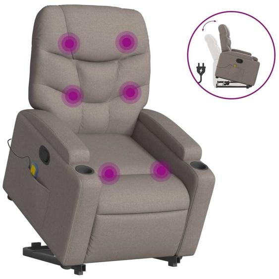 vidaXL Fauteuil de massage avec releveur Taupe Tissu