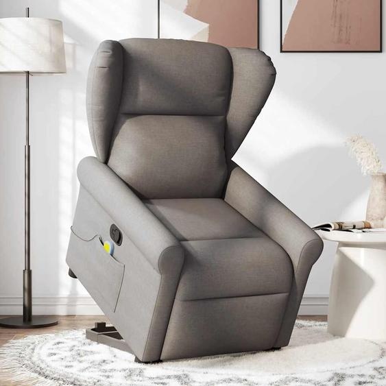 vidaXL Fauteuil de massage avec releveur Taupe Tissu