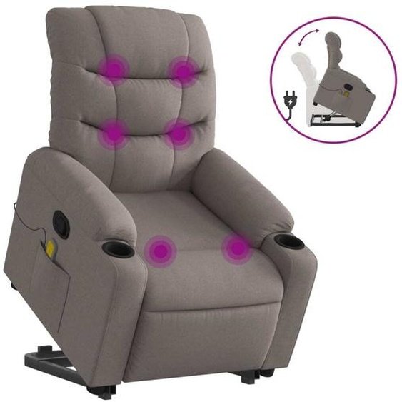 vidaXL Fauteuil de massage avec releveur Taupe Tissu